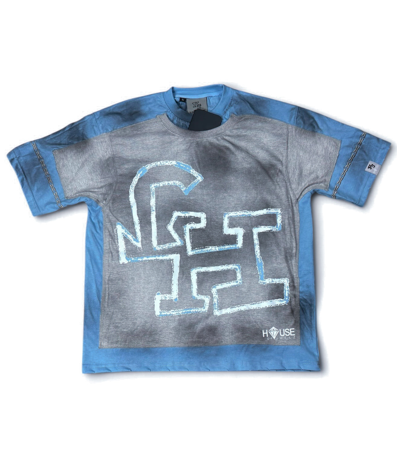 House of Juelz blue double layer shirt front pocket detail