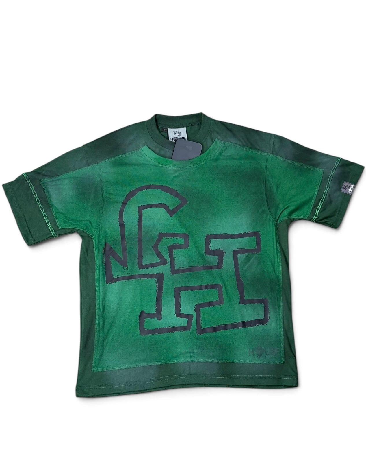 House of Juelz green double layer shirt front pocket detail