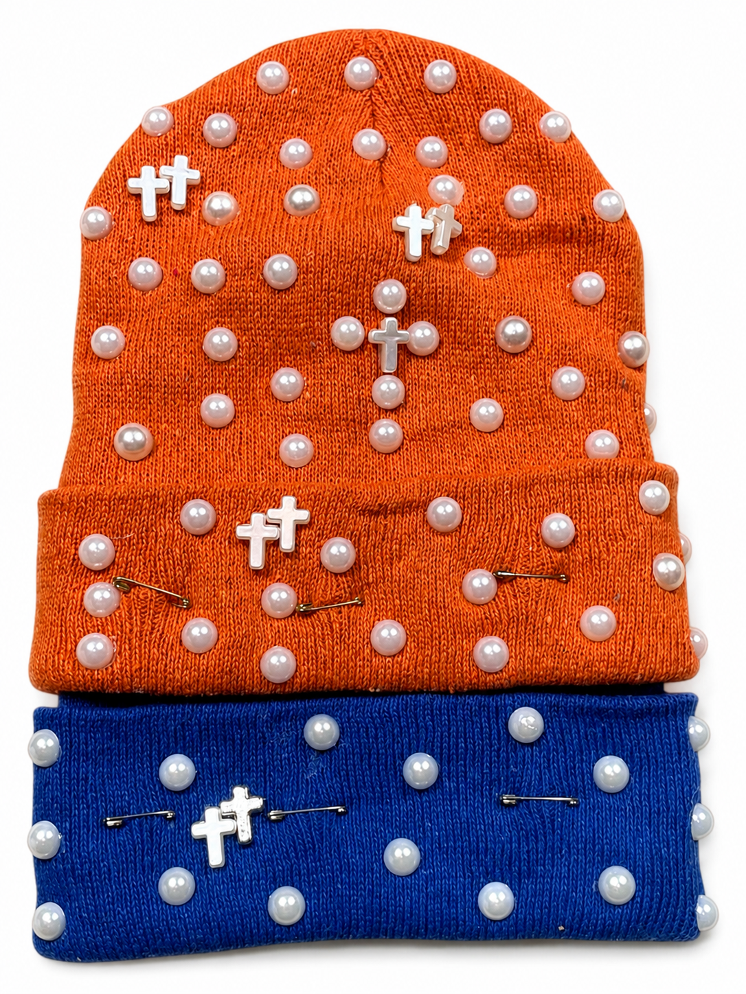 House of Juelz Cross Beanie in Orange